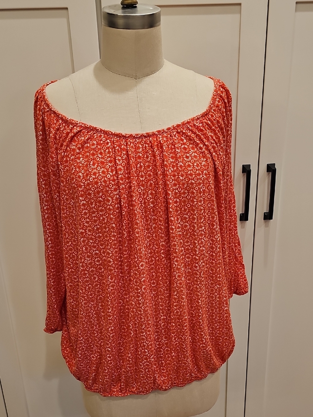 Michael Kors Red Floral Off-Shoulder Tunic Top Size 3X